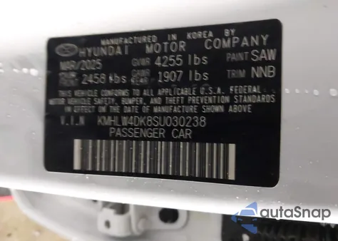 2025 Hyundai Elantra N из США, поврежденный, VIN KMHLW4DK8SU030238